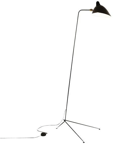 Serge Mouille Lampadaire 1 Droit Gulvlampe Sort & Messing